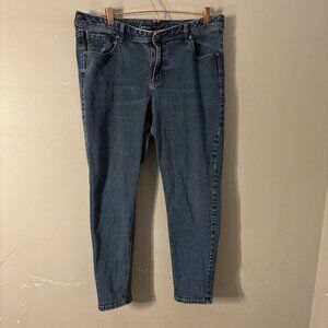 Lane Bryant Ankle Genius Fit Jeans Medium Wash Blue Denim No Flaws SZ18 Short